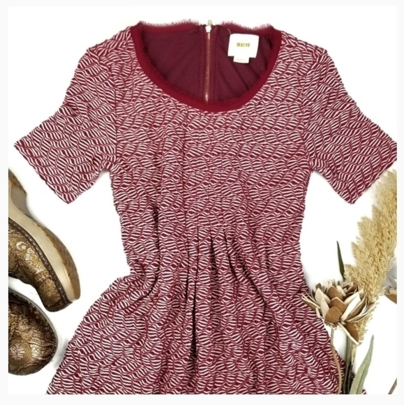 Anthropologie Maeve Red Thick Knit Weave Dress XSP - Picture 8 of 16